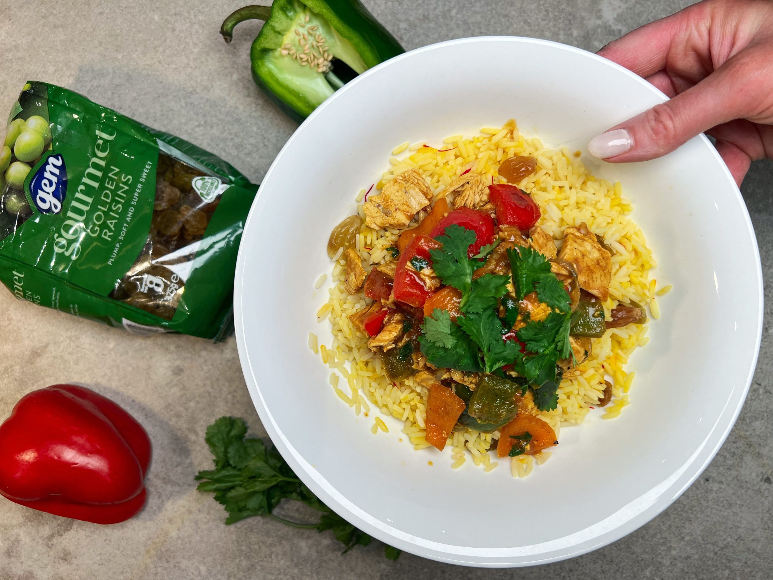 Leftover Turkey Curry with Saffron and Golden Raisin Rice