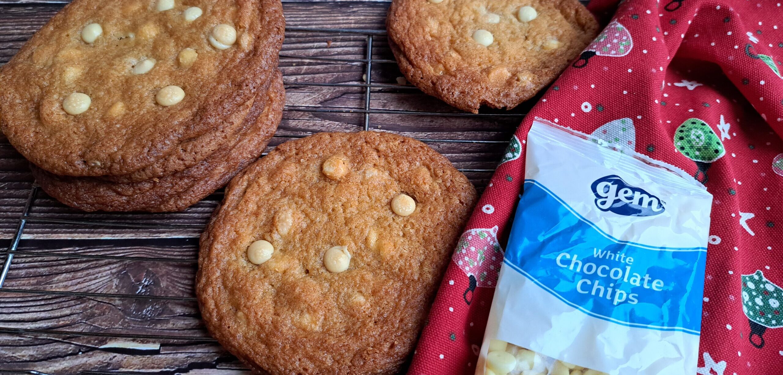 White Choc Chip Santa Cookies