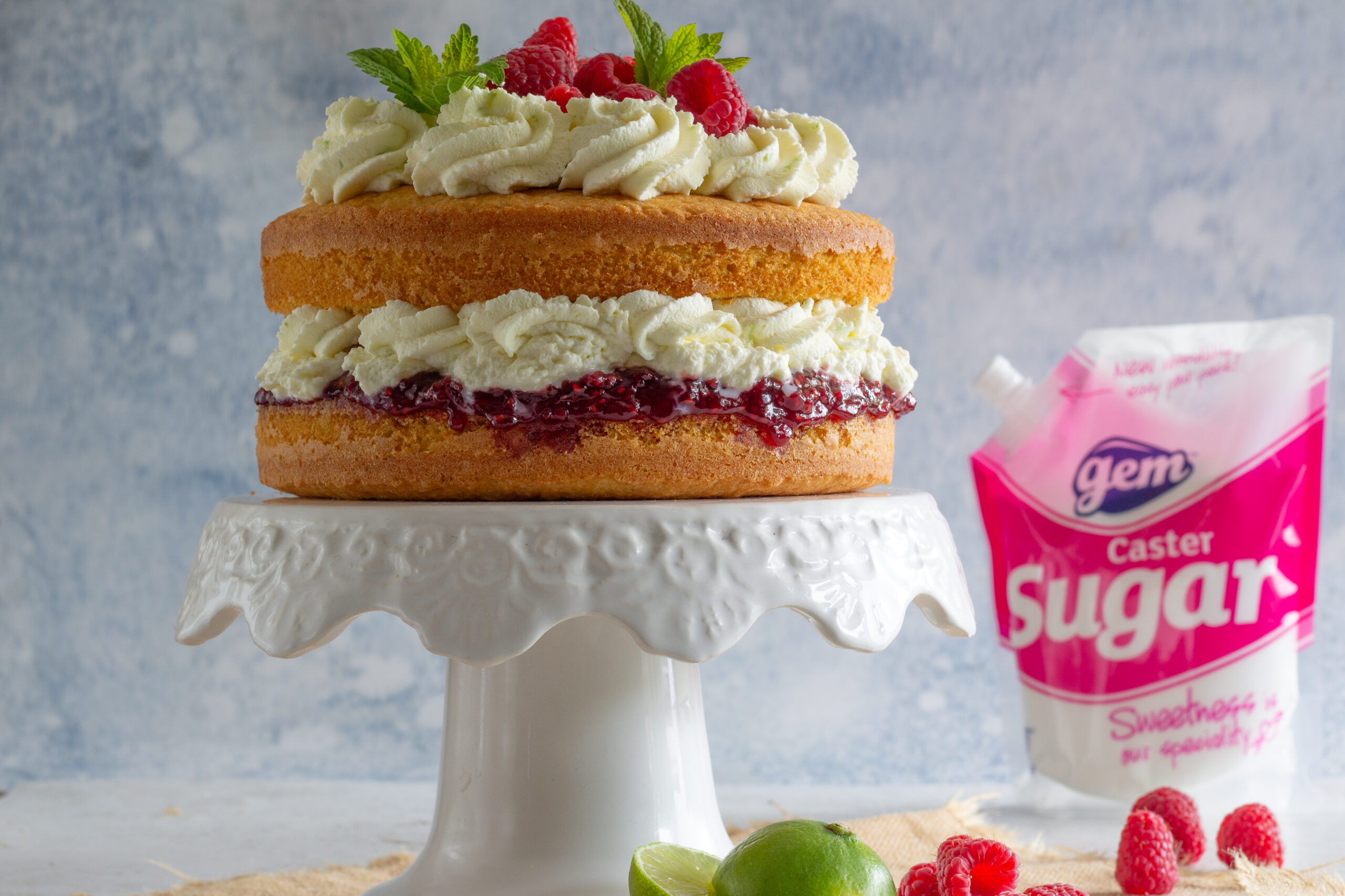 Raspberry Mascarpone & Lime Sponge