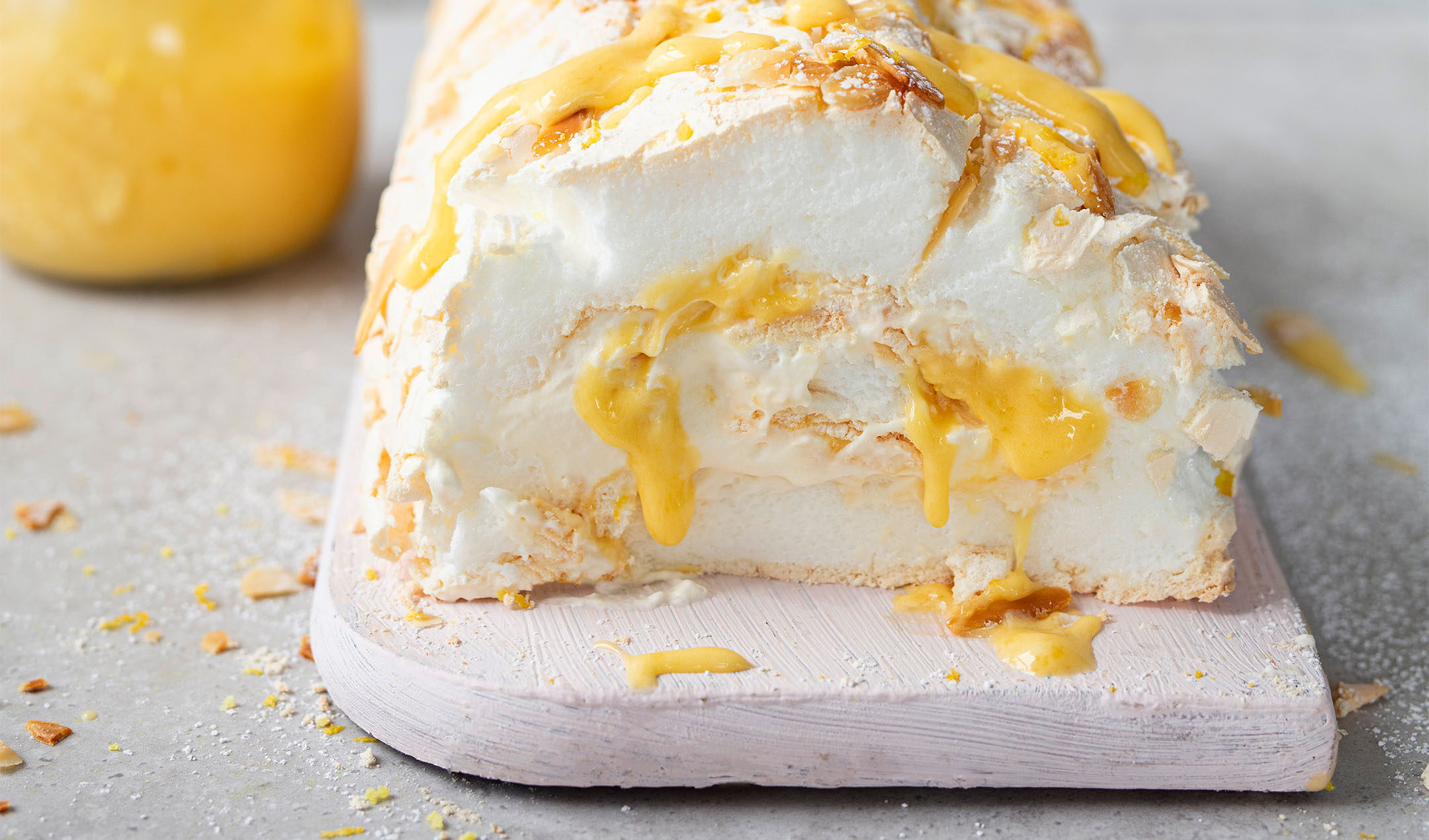 Lemon and almond roulade