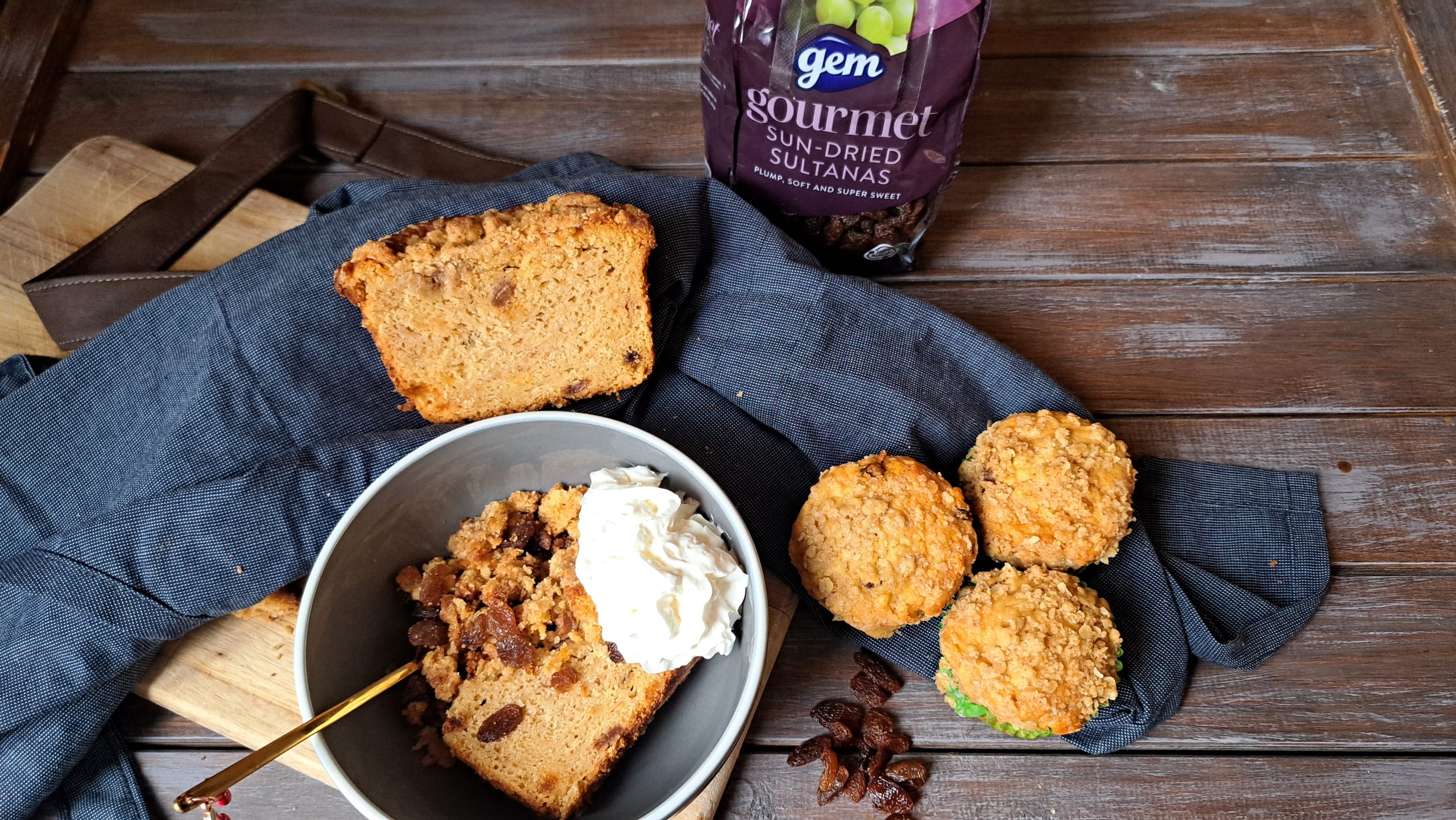 Apple-Sultana Crumble Loaf and Muffins